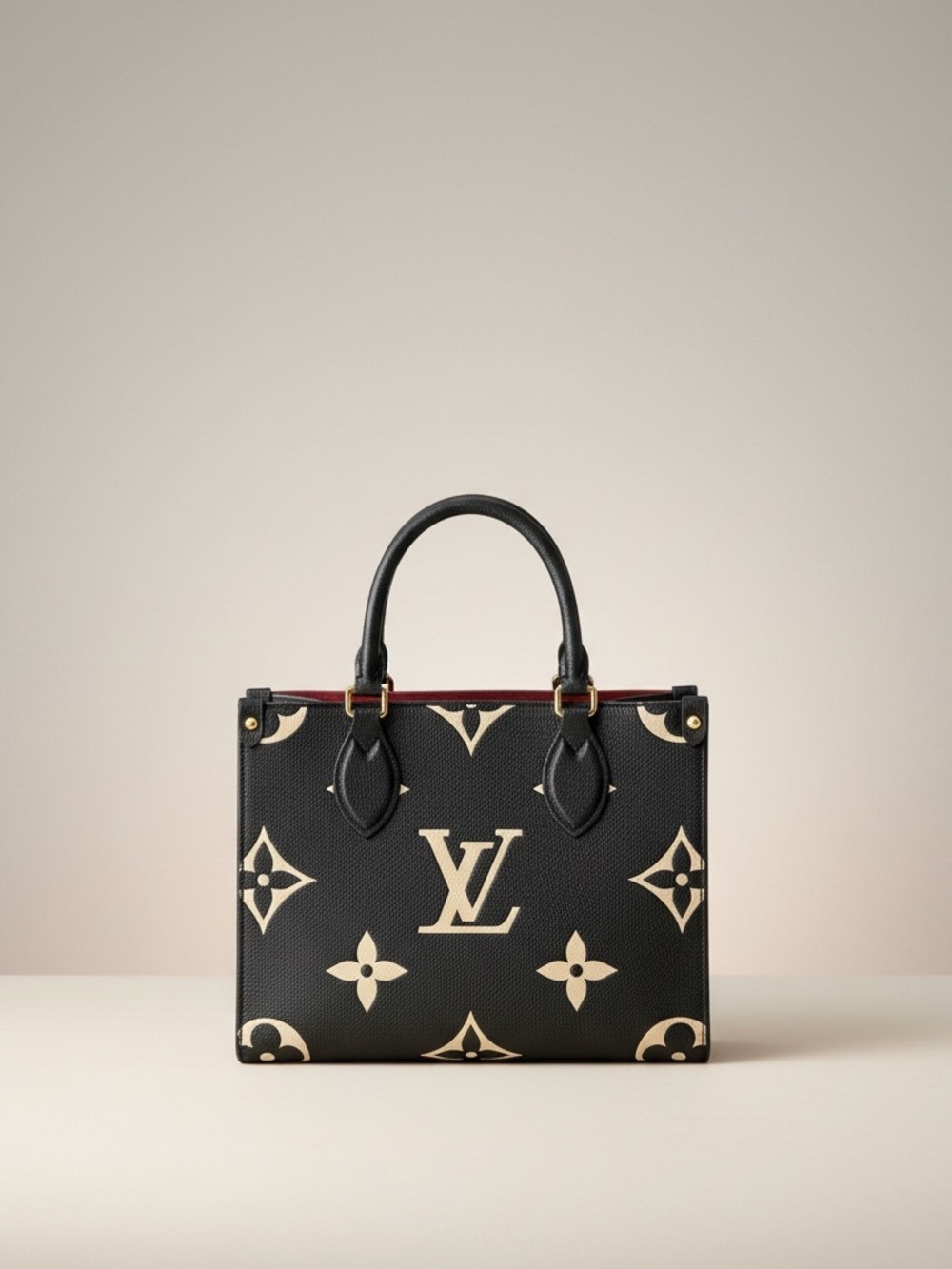 Louis Vuitton Black & Cream Monogram Large Tote - Picture 1 of 6